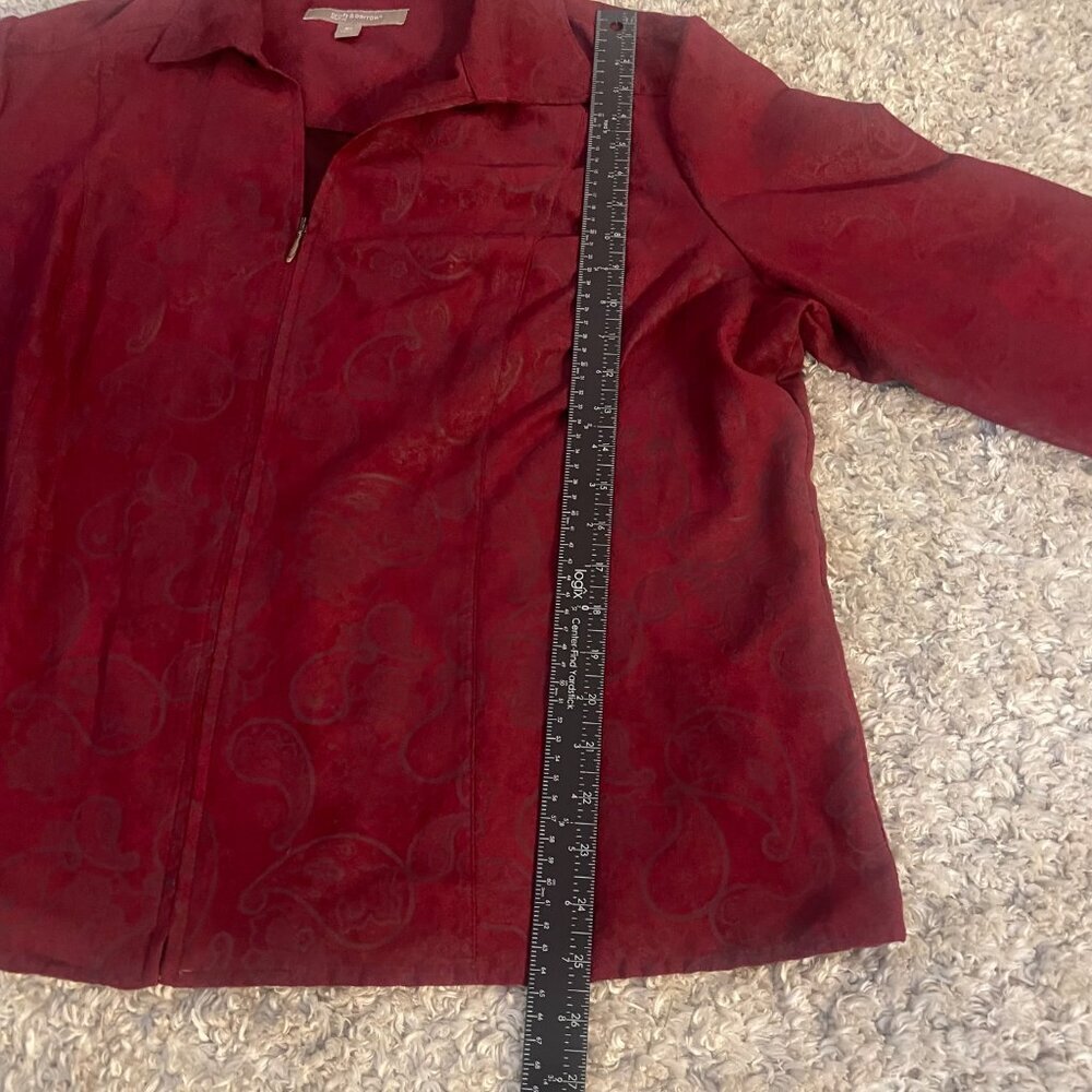 Croft & Barrow Red Paisley Zip Jacket Women 2X Lightweight - Picture 2 of 8